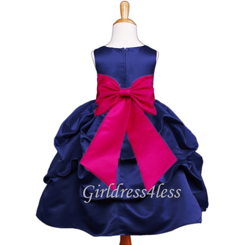 Navy Blue Christmas Holiday Girl Formal Pick Up Dress 6M 12M 18M 2 4 5/6 8 10 12 - Picture 11 of 35