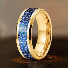 8MM Celtic Knot Inlay Beveled Polished Tungsten Carbide Ring Band Men Women Ring