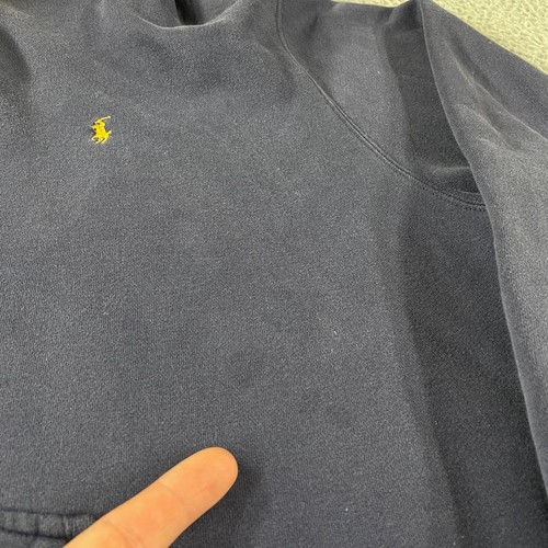 Vintage 90s Polo Sport Ralph Lauren Navy Blue Yellow Hoodie Fleece Lined XL USA - Picture 6 of 11