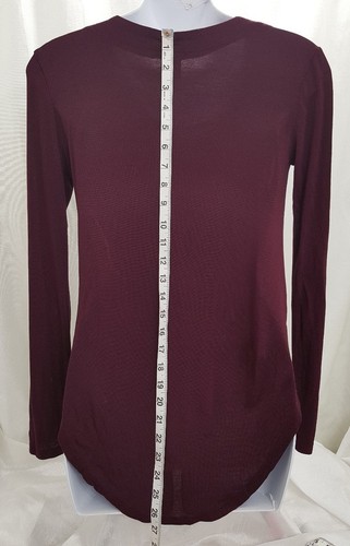 Rue 21 Top Womens XS Red Lattice V Neck Biker Rock Grunge Stretch Long Sleeve - Picture 10 of 12