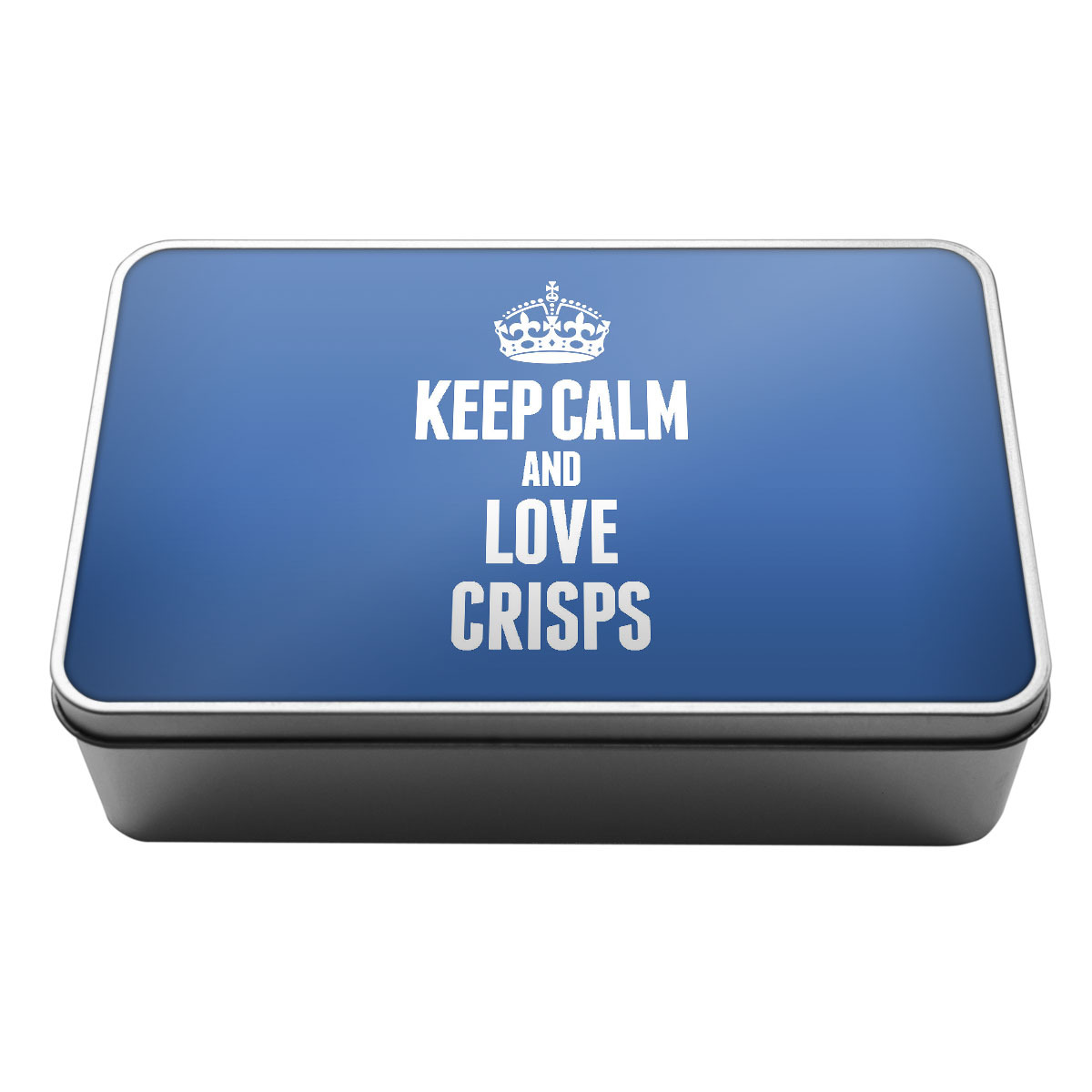 BLUE Keep Calm and Love Crisps Metal Storage Tin Box 1011