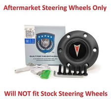 Black Steering Wheel 6 Hole Horn Button W Red Arrow Pontiac Emblem Black Steering Wheel 6 Hole Horn Button W Red Arrow Pontiac Emblem