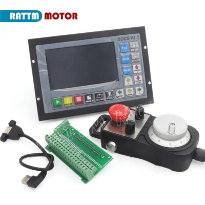 4 Axis DDCS V3.1  CNC Offline Motion Controller Kit 500KHz PLC + MPG Handwheel