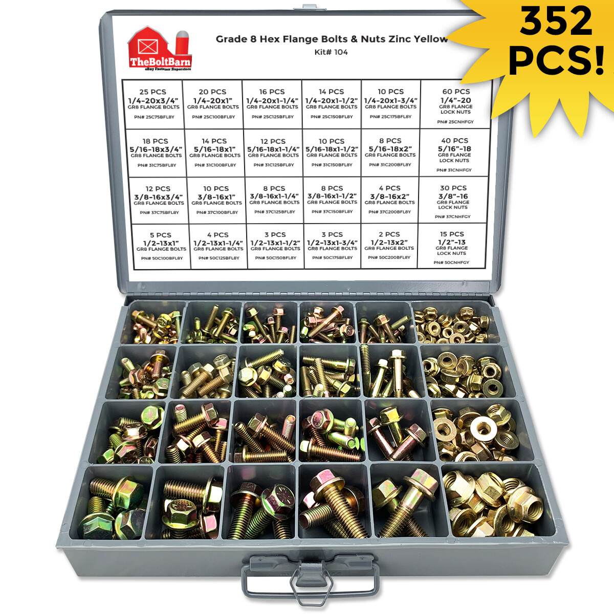 Grade 8 Flange Bolt & Nut Frame Screws Fastener Assortment Kit
