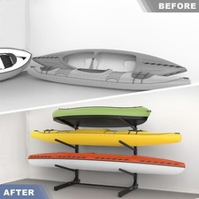 Garage Kayak Rack, Heavy-Duty Metal, 3-Tier Adjustable Freestanding