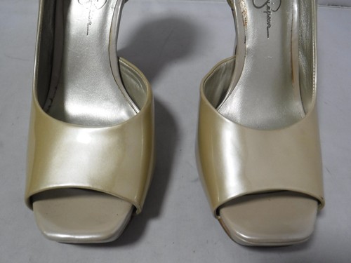 Jessica Simpson Josette Gold Patent D'Orsay Heels Peep Toe Women's US Sz 7.5 - Picture 5 of 17
