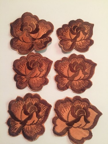 Brown Iron On 6 Floral Appliques