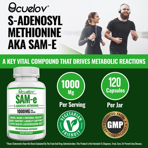 SAM-e - S-adenosilmetionina 1000 Mg Cápsulas ESTADO DE ÁNIMO, CEREBRO Y SALUD EMOCIONAL - Imagen 8 de 12