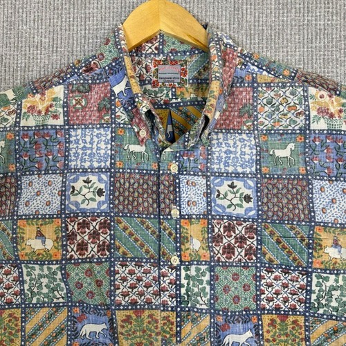 Vtg Reyn Spooner Sz XL Patchwork Farm Floral Commerative Classic Kloth Popover