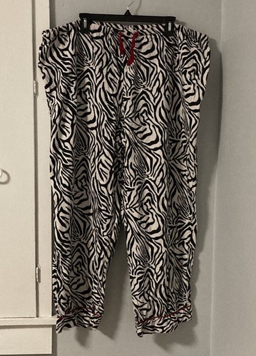 Adonna Cotton Flannel Pajama Pant Zebra W/Red Piping And Drawstring Women's 2X - Picture 7 of 8