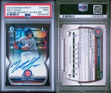 2023 Bowman Chrome Draft Matt Shaw 1st Black Refractor Auto /75 PSA 9