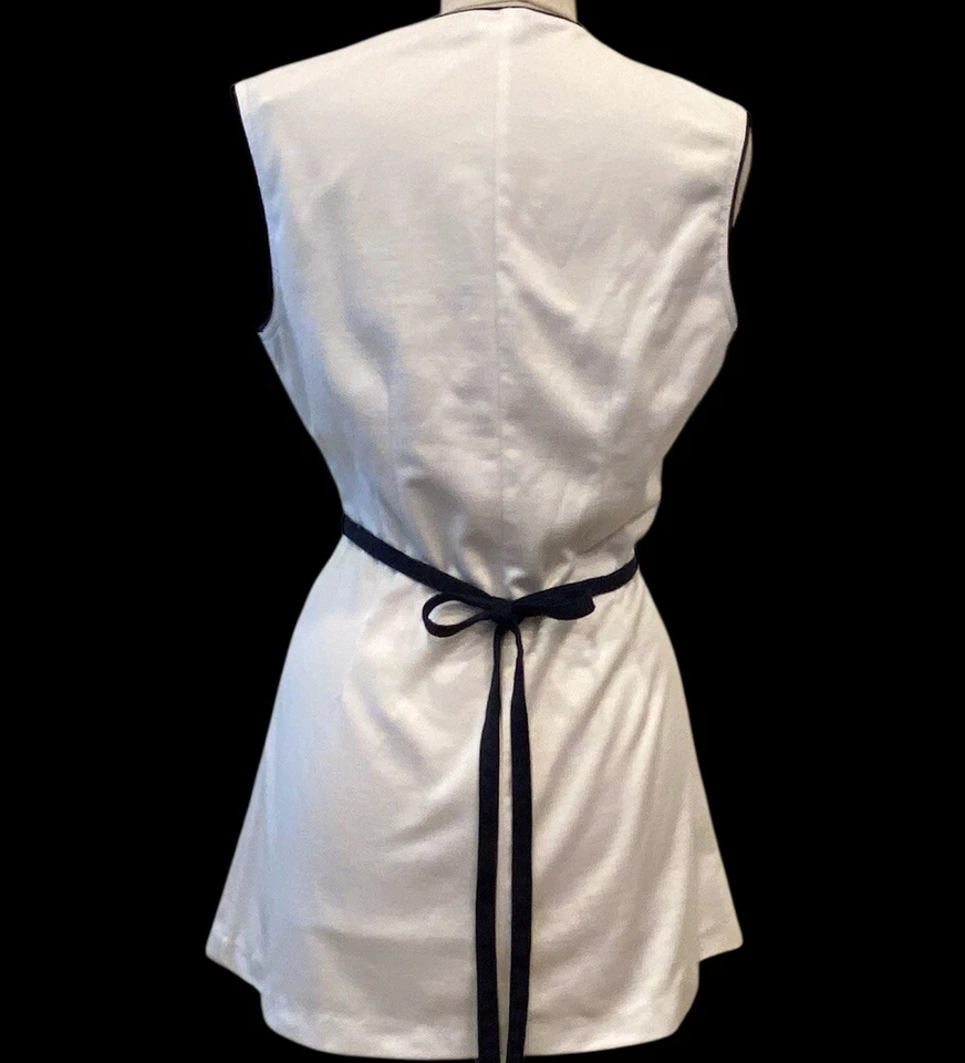 Vintage 80s HEAD Tennis Wrap Mini Dress Pickleball Golf White/Black Ribbing 14 - Image 4 of 4
