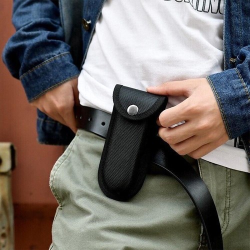 USA Hard Boxed Reinforced Nylon Belt Sheath for 5" Folding Knife Black Set of 2 - 第 4/21 張圖片