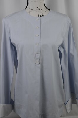 Celine Women's Pullover Blouse Size 40 Striped Bib Cotton 8 US Overlarge Cuffs 