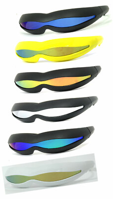 Occhiali Da Sole Shield Alien Robot Rave - Rossi Con Montatura Glitter - UV400