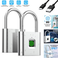Fingerprint Padlock 20 Fingerprints Record Rechargeable Keyless Lock Waterproof