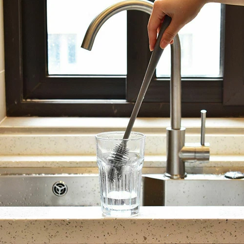 Long Handle Silicone Bottle Brush Cup Scrubber Glass Cleaning Brush Kitchen Tool - Picture 12 of 14