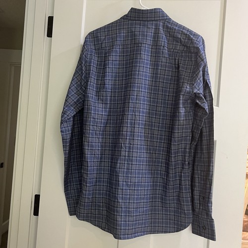 Hickey Freeman Flannel Sport Shirt, NWT - Mens Small- Blue Plaid - Picture 7 of 11