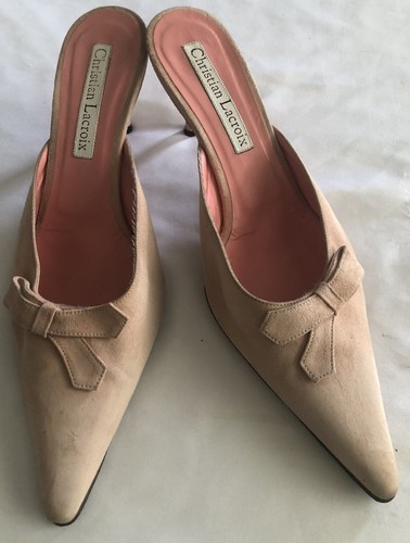 Christian Lacroix Pink Suede Mules Slip On Ladies Shoes Size 39 1/2 - Picture 4 of 12