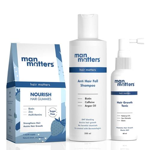 Man Matters Nourish Hair Kit |Grow Hair Tonic and Biotin Hair Gummies &  Shampoo | eBay