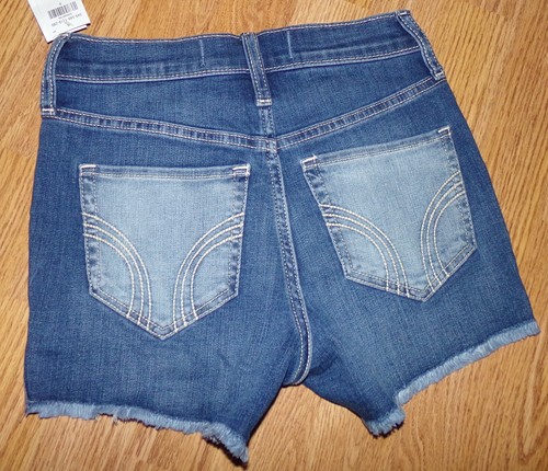 NUEVO CON ETIQUETAS $44 HOLLISTER MUJER TALLA 0 AZUL JEAN TIRO ALTO PANTALONES CORTOS VAQUEROS SUAVES ELÁSTICOS - Imagen 2 de 2
