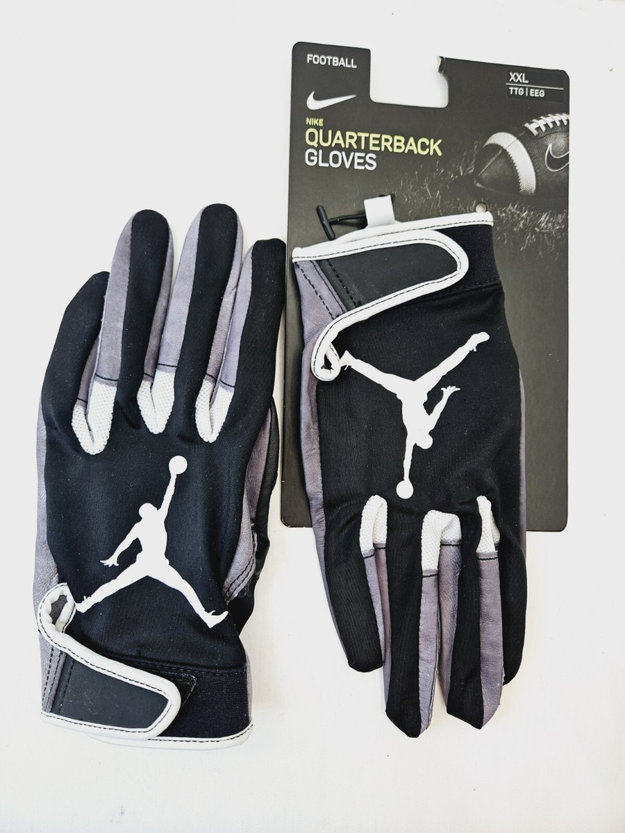NEW 2XL Nike Jordan Quarterback Gloves Player Issue Black Grey White  CV7987-017