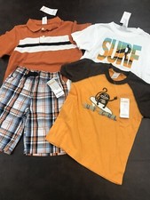 Boys Size 5/5T Gymboree Shirts Plaid Shorts Monkey Surf Orange Brown White New