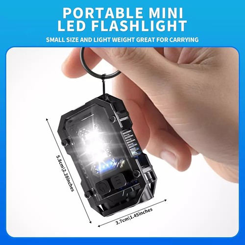 Portable Mini USB Rechargeable LED Flashlight COB Work Lamp Torch Keychain Light - Picture 18 of 26