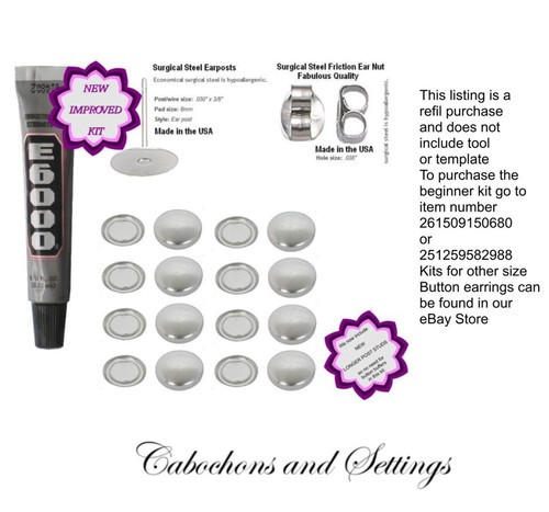 19mm Earring Kit Fabric Self Cover Button DIY Stud Stainless Steel (variations) - Bild 2 von 4