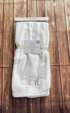 Rae Dunn Soft Plush Baby Blanket LOVE Ultra Plush and Soft 30" x 40" White