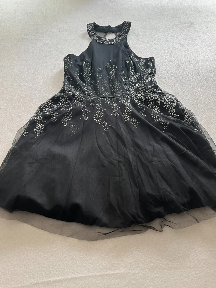 Vestido de baile Teeze Me feminino tamanho 7 preto sem mangas forrado com lantejoulas - Imagem 3 de 4