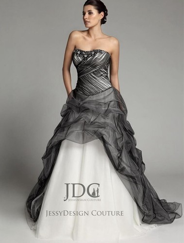 Gerafftes Korsage Tüll Weiß Schwarz Brautkleid Ballkleid 32-60 Schnürt n.Maß - Picture 2 of 6