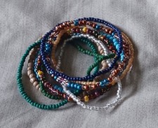 Multi-Color 9 Piece Set Beaded Stretch Bracelets - new