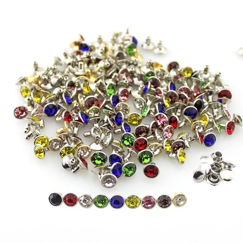 100 Juegos 6mm Estrás Cristal Remaches Tachuelas Ropa Bolsas Cuero Artesanía Decoración - Imagen 58 de 69