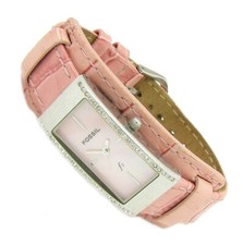 Fossil Kristall Damen Armbanduhr Leder Rosa Perlmutt ES-9922 3ATM Batt neu S127