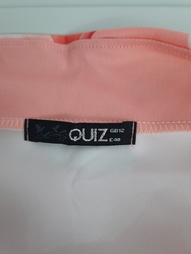 QUIZ Dress Size 12 Pink Multicoloured Floral Stretch Dip Hem Fit & Flare MIDI uk - Picture 3 of 7
