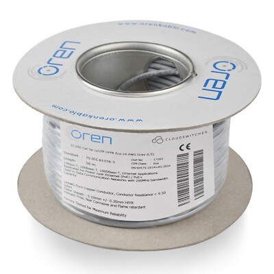 Oren CAT5e 50m Ethernet Kabel - 24 AWG reines Kupferkabel 200 MHz Gigabit LAN