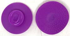 2 Pack Makeup Brush Cleaner Pad Scrubber with Suction - Purple