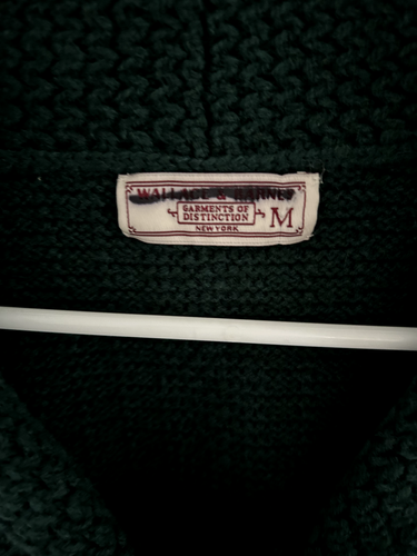 J.Crew Men's Wallace & Barnes NY Medium M Emerald Knit Zip Cardigan - Picture 2 of 3