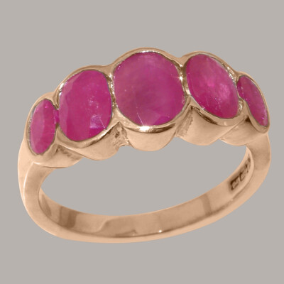 Massiver 9k Rotgold natürlicher Rubin Damen Bandring - Größen J bis Z