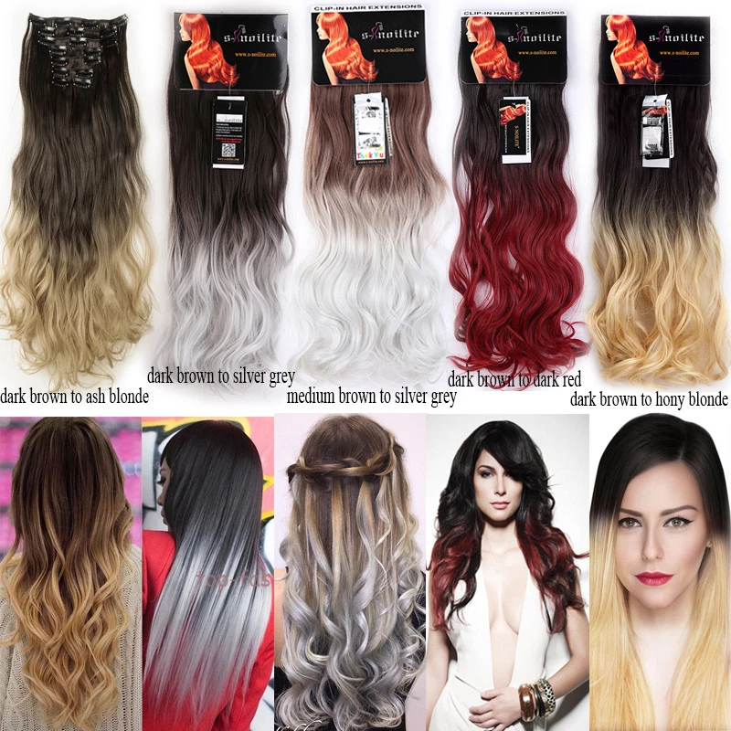 Real As Human 8 Pieaces Hair Clip In Hair Extensions Full Head Ombre Blonde H818 - Image 3 of 4