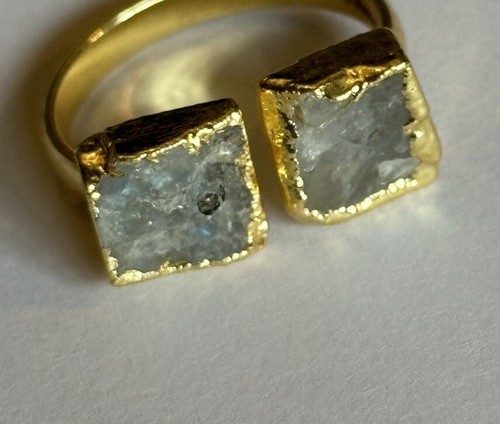 Anello Sefa Huyuk Oro 18k Vermeil Etrusco Grezzo Grigio Arcobaleno Labradorite - Foto 2 di 7