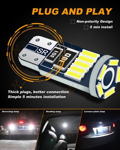 NEW 5pcs RED LED Exterior Tag License Plate Light BULB SMD T10 194 168 Wedge - Foto 3 di 10