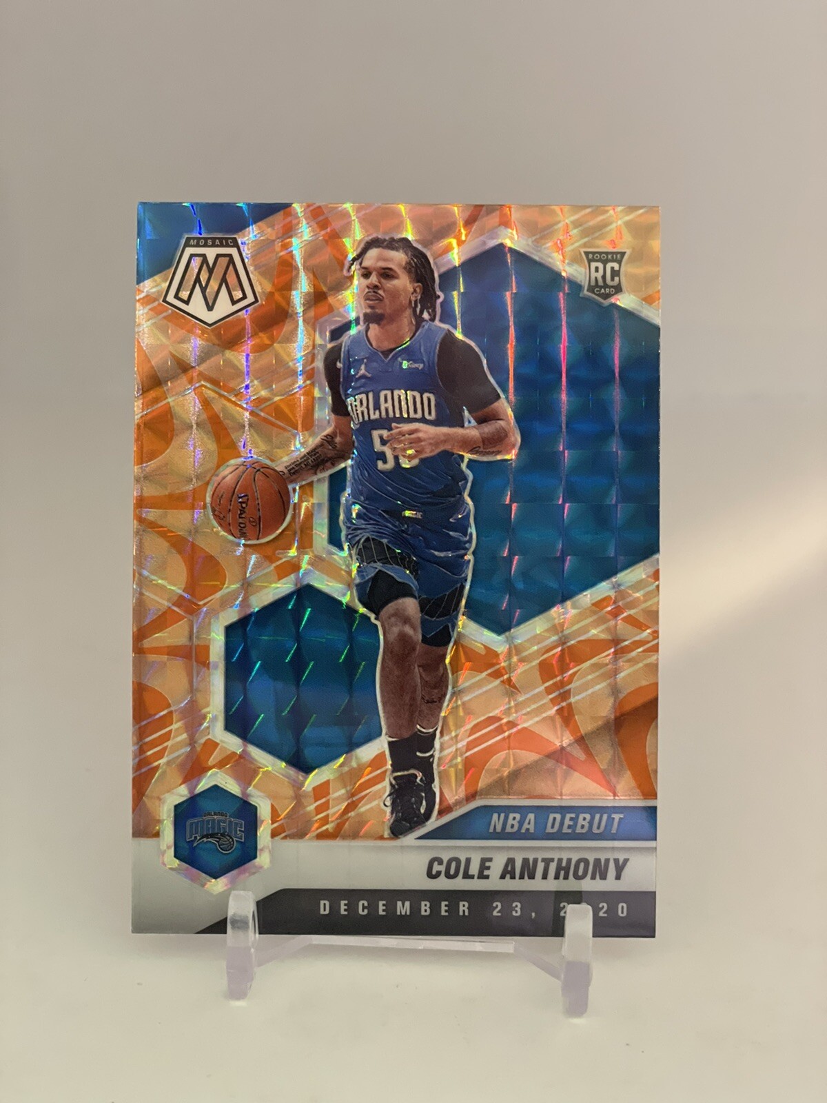 Cole Anthony Rookie NBA Debut Orange Reactive Prizm Mosaic Basketball 2020-21