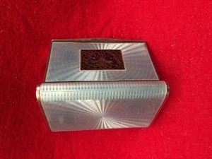ANTIQUE STERLING SILVER GUILLOCHE ENAMEL PLIQUE A JOUR  CASE BOX 