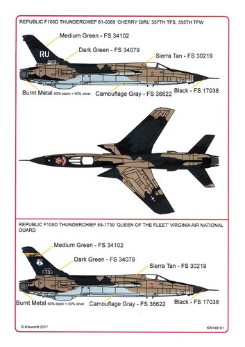 Kits World Decals 1/48 REPUBLIC F-105D THUNDERCHIEF Cherry Girl & Queen of Fleet - Picture 3 of 3