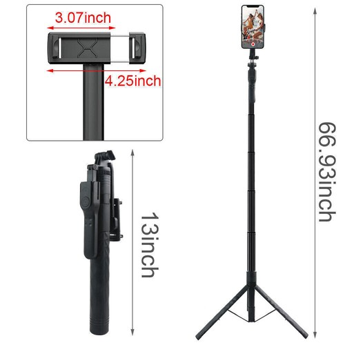 Portable 68" Wireless Remote Selfie Stick Tripod Phone Stand For iPhone Camera ! - Picture 3 of 17