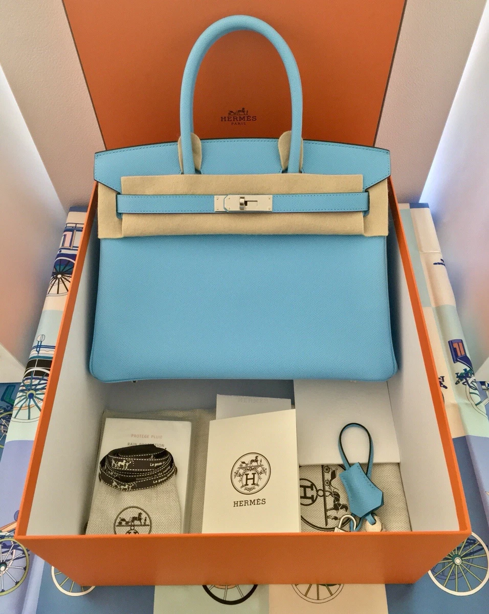 Hermes Birkin 30 Blue Atoll Tiffany Blue Epsom Leather Gold