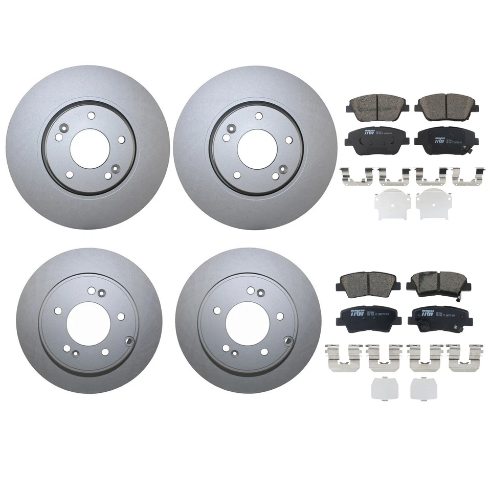 Kit de frenos delanteros traseros rotores de disco TRW Pro pastillas de cerámica para Kia Optima 2,4 L L4 tracción delantera Foto 3 de 4