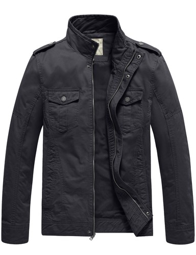Chaqueta Militar WenVen Para Hombre Informal Lavada Algodón Chaqueta de Trabajo Ligero Otoño - Imagen 21 de 57